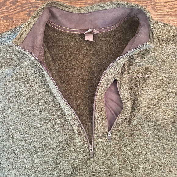 Eddie Bauer 1/4 olive green marbled zip fleece long sleeve pullover sweater 3XLT - Picture 8 of 8